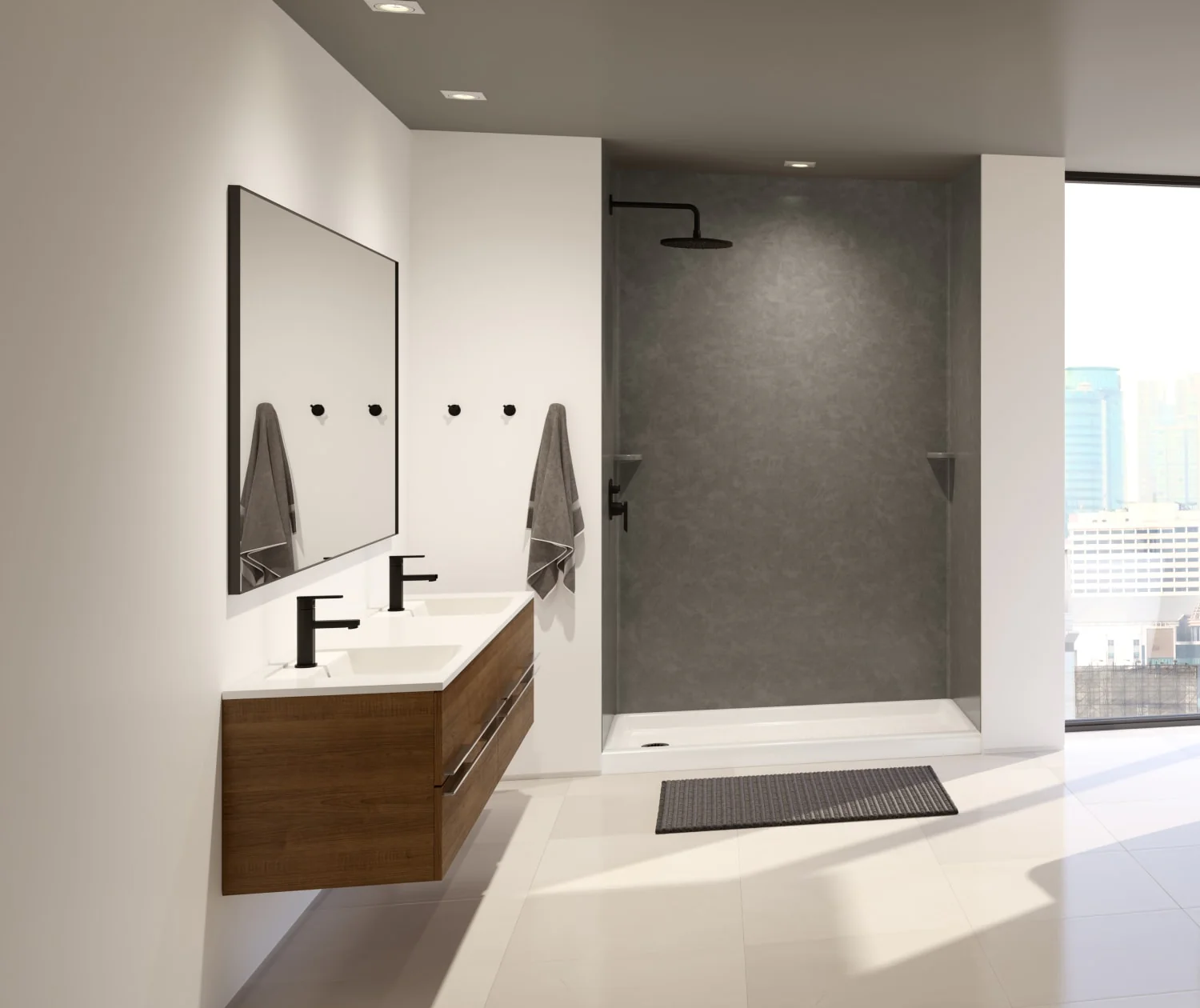 36-In x 62-In x 96-In Swanstone Solid Surface Shower Wall Kit - Image 13