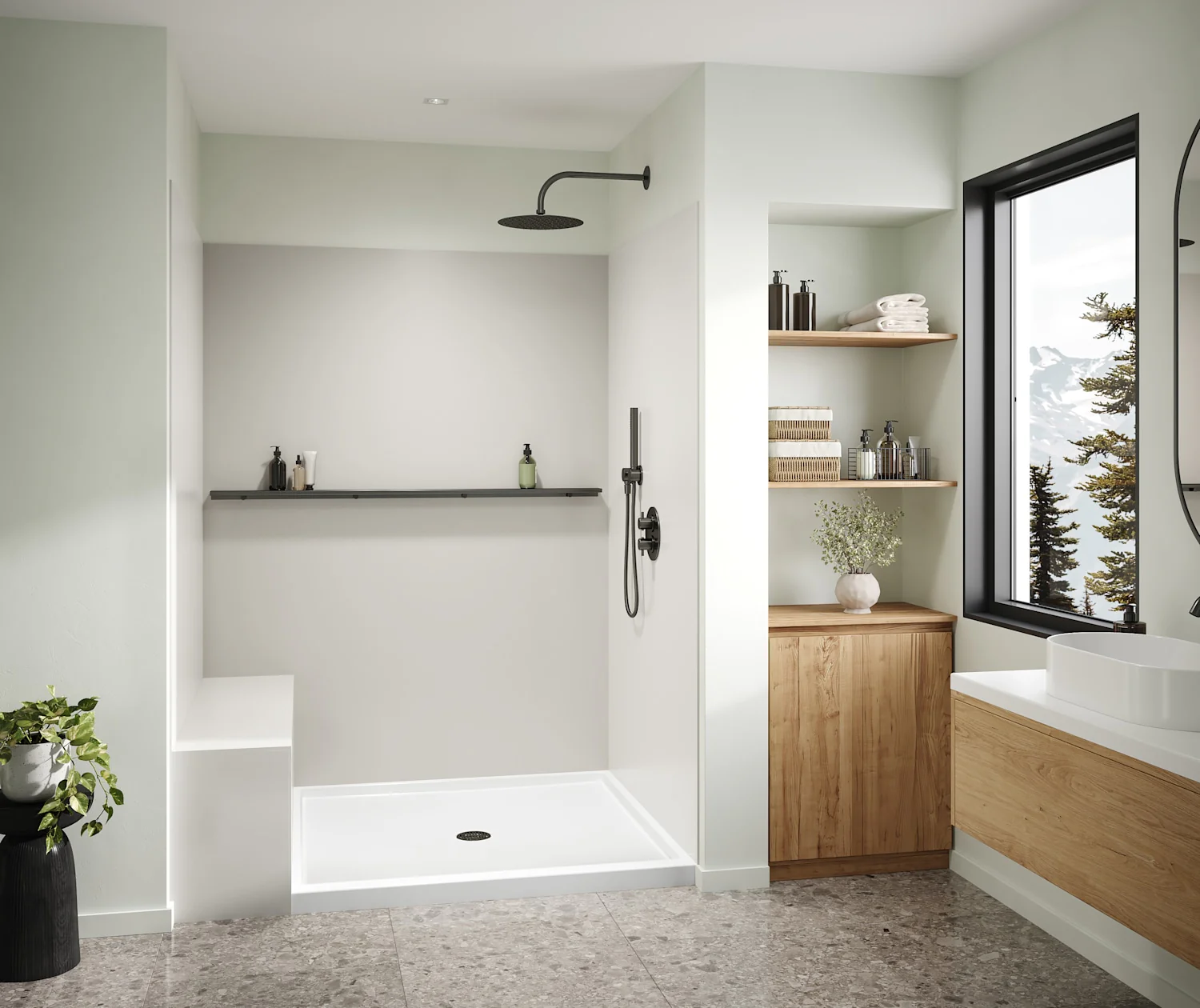 36-In x 62-In x 96-In Swanstone Solid Surface Shower Wall Kit - Image 36