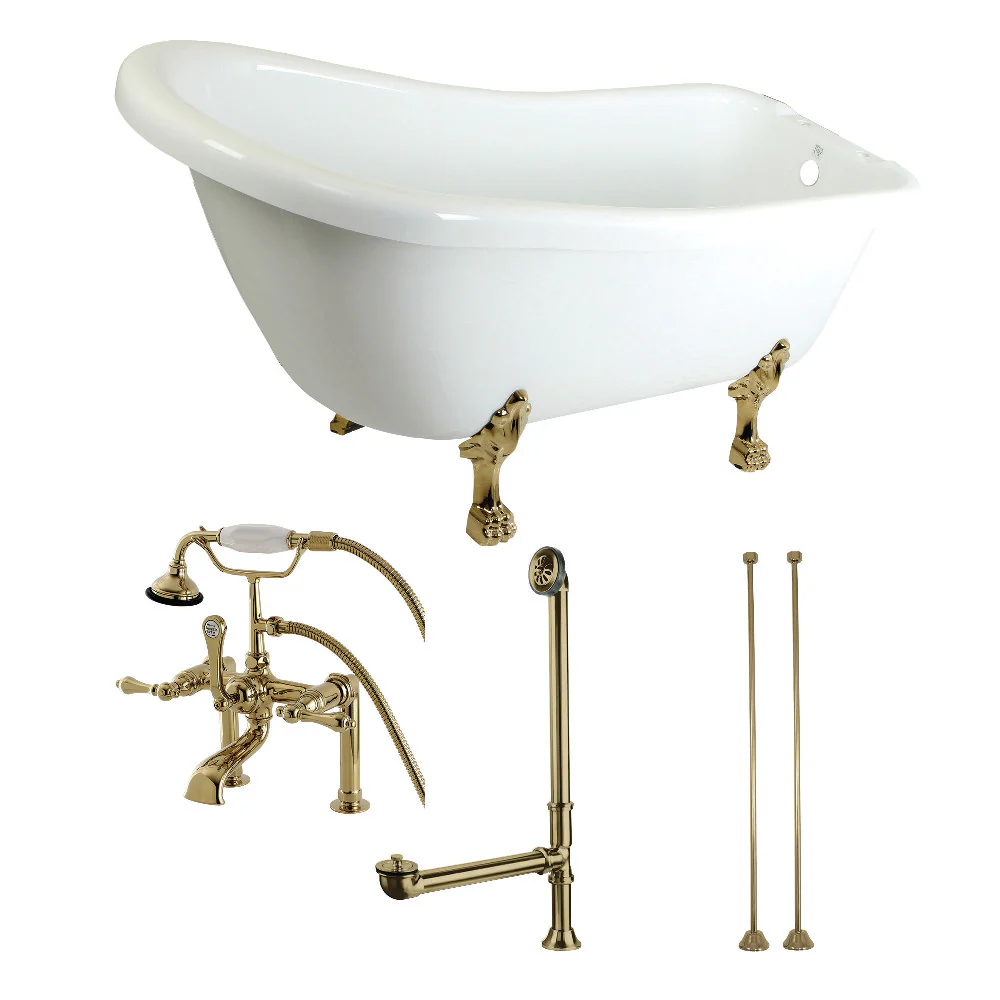 Aqua Eden 67-Inch Acrylic Single Slipper Clawfoot Tub Combo-Select Your Trim - Image 3
