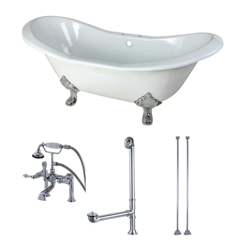 Aqua Eden 72-Inch Cast Iron Double Slipper Clawfoot Tub Combo Aqua Eden - Image 3