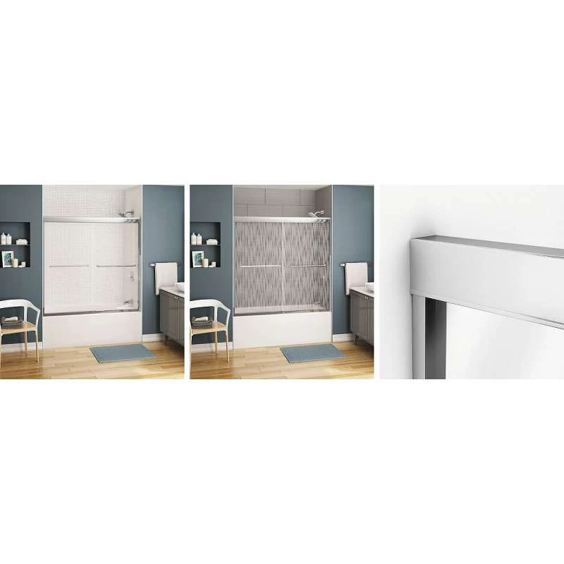 Brushed Nickel 6mm Tub Door With Mistelite Glass MAAX Kameleon 6mm Tub 55-59 X 57 - Image 4