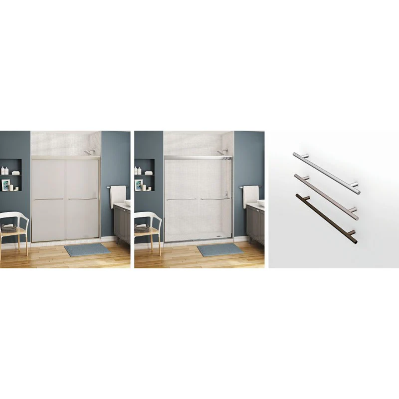 Chrome Semi-Frameless Slider Alcove Shower Door With Clear Glass MAAX Kameleon 43-47in X 71in - Image 5