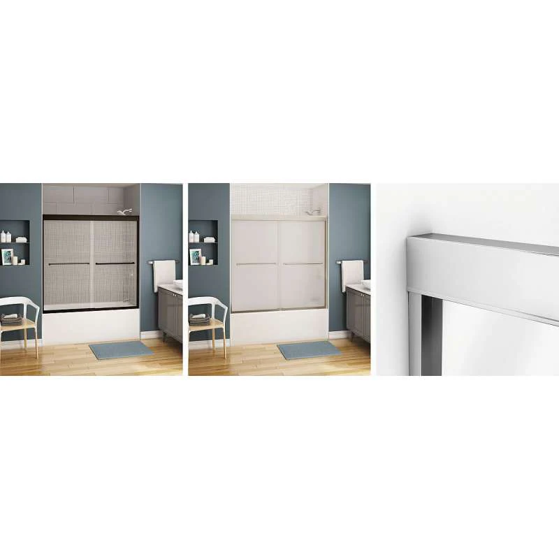 Chrome 8mm Semi-Frameless Slider Tub Door With Clear Glass MAX Kameleon 55-59X57IN - Image 4