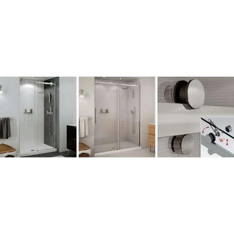 Frameless Slider Alcove Shower Door With Clear Glass Max Halo 56.5 To 59in X 78.75in - Image 14