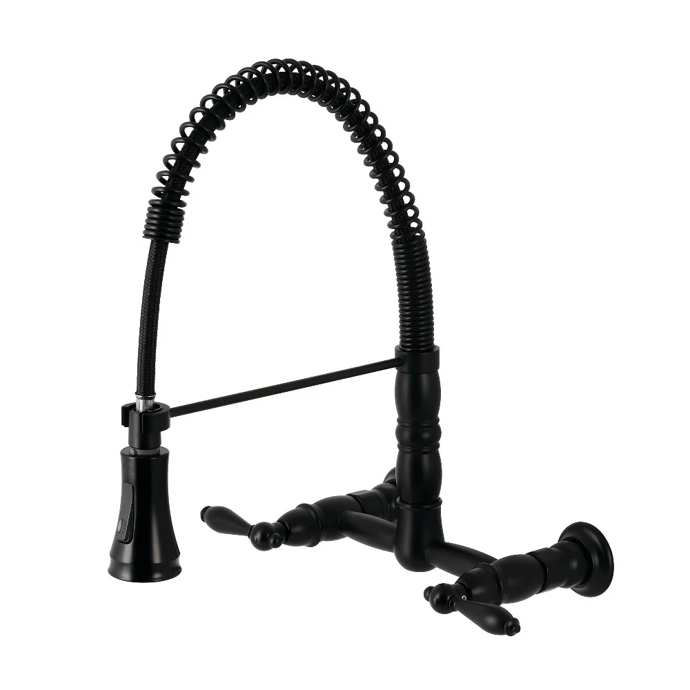 Gourmetier GS1246AL Heritage Two-Handle Wall-Mount Pull-Down Sprayer Kitchen Faucet - Image 6