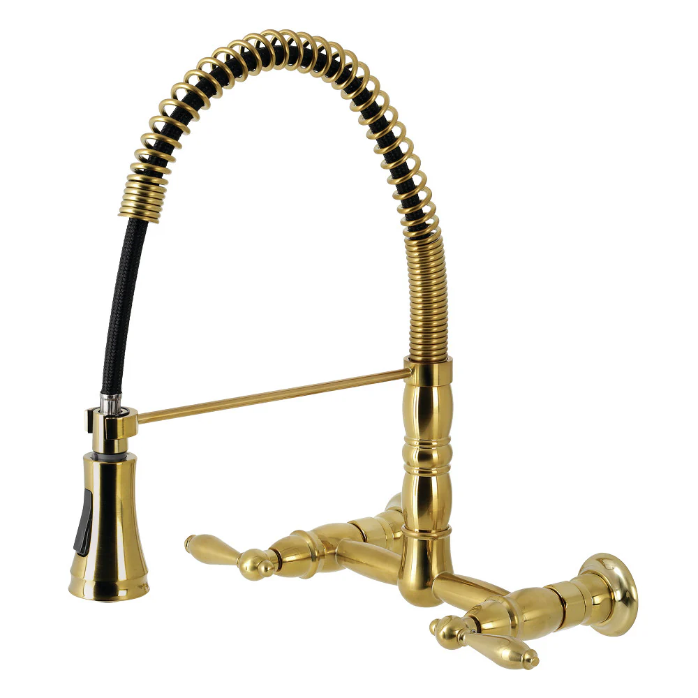 Gourmetier GS1246AL Heritage Two-Handle Wall-Mount Pull-Down Sprayer Kitchen Faucet - Image 7