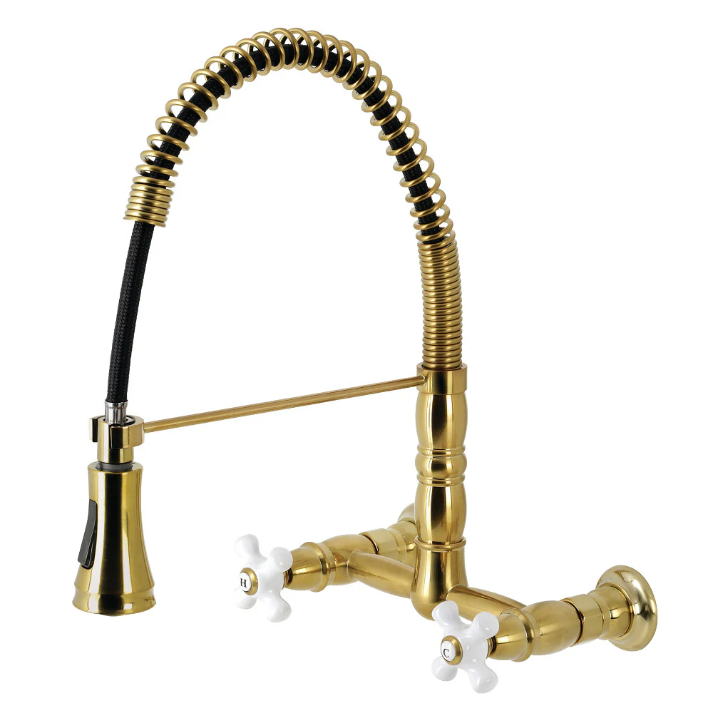 Gourmetier GS1243PX Heritage Two-Handle Wall-Mount Pull-Down Sprayer Kitchen Faucet - Image 4
