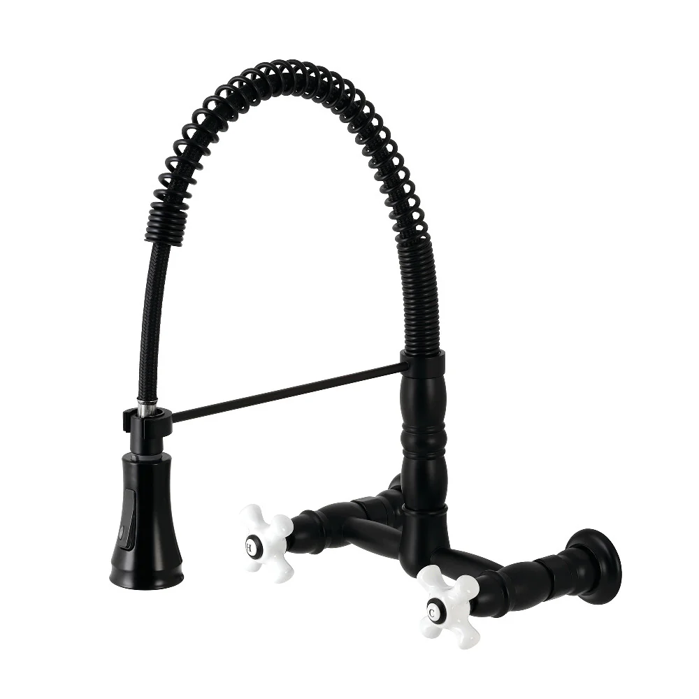 Gourmetier GS1243PX Heritage Two-Handle Wall-Mount Pull-Down Sprayer Kitchen Faucet - Image 6